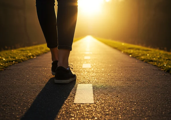 Symbolic image of taking a first step on a path towards self-understanding.