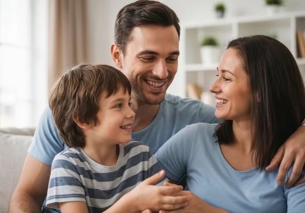 Parents and child demonstrating strong family support