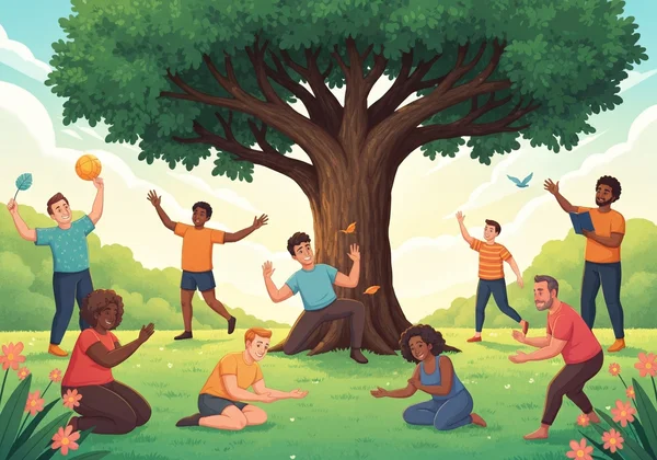 Diverse group of minds interacting in an inclusive future