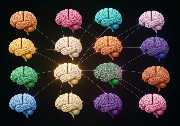 Abstract representation of neurodiversity, various minds