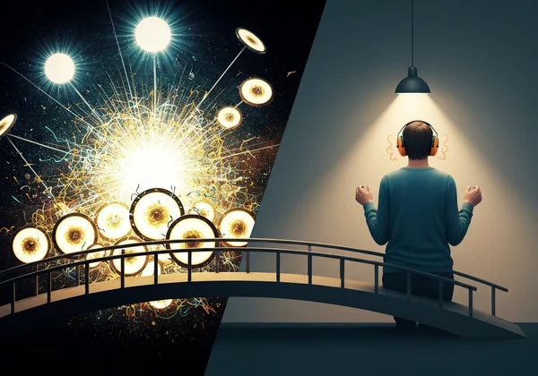 Person using noise-canceling headphones in a calm space