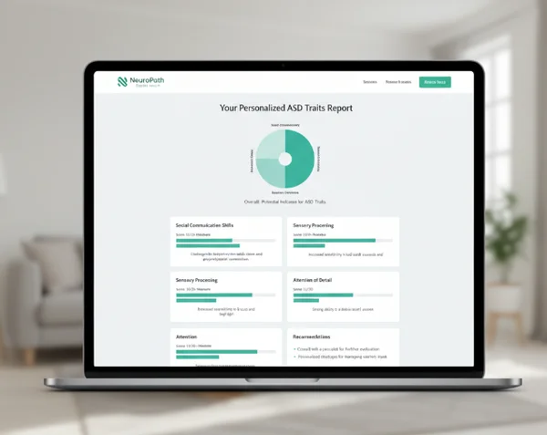 Online autism test interface with detailed scores