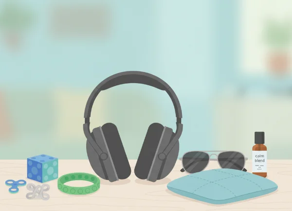 Sensory toolkit with noise-canceling headphones