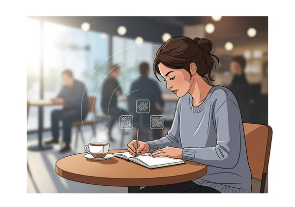 Mujer documentando sensibilidades sensoriales en diario